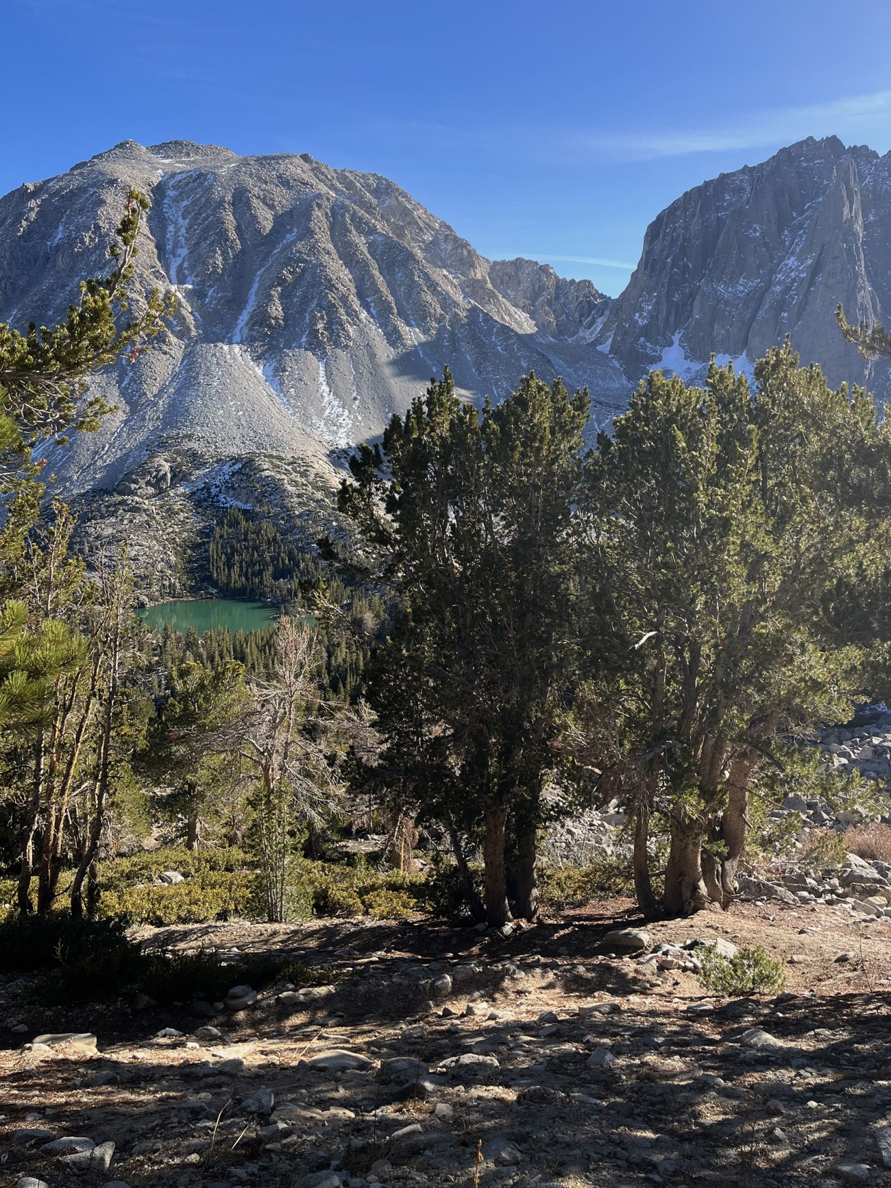 First Lake from the north end of the Big Pine Lakes loop