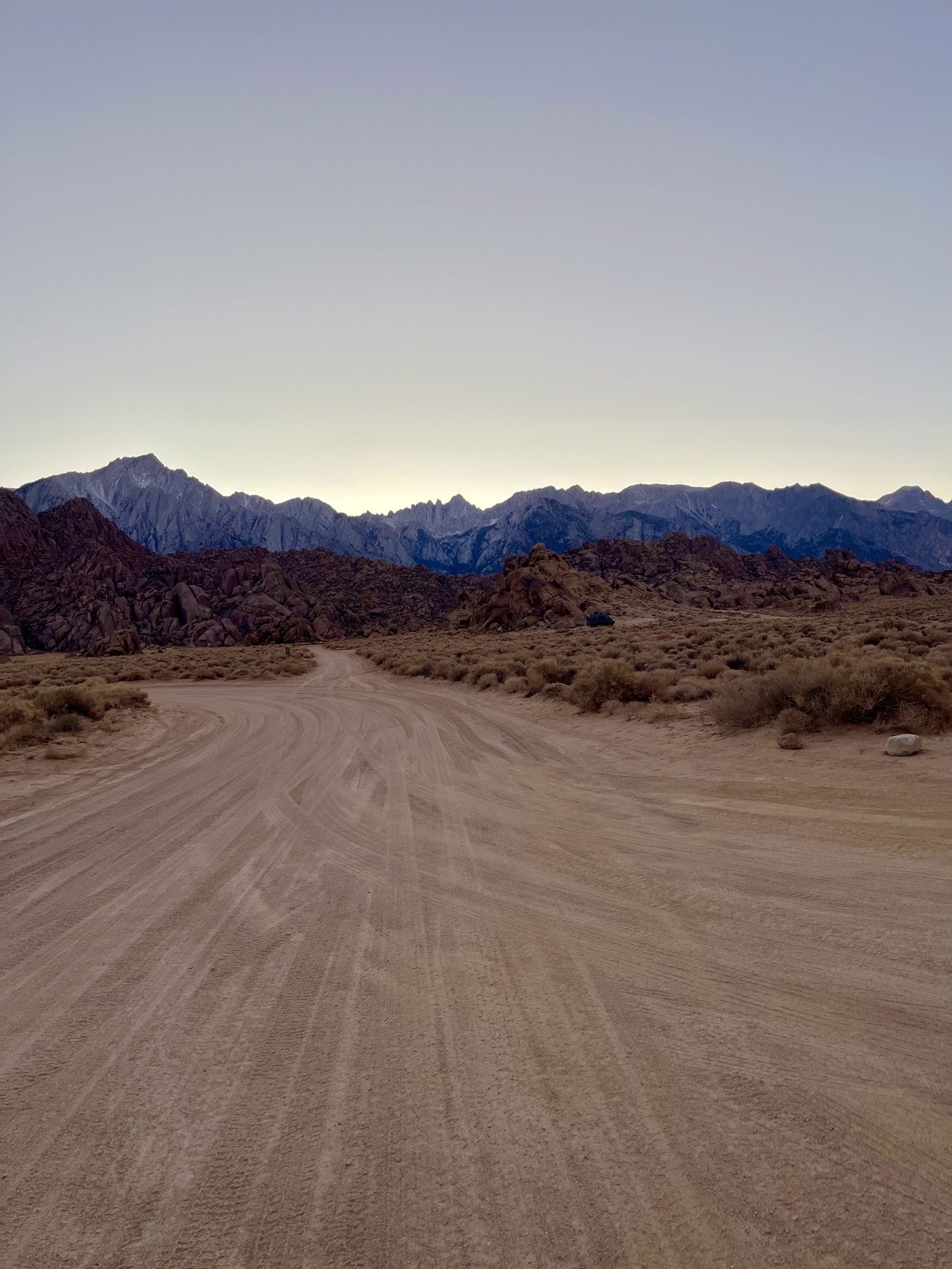 Mount Whitney viewed from the Alabama Hills near Mobius Arch